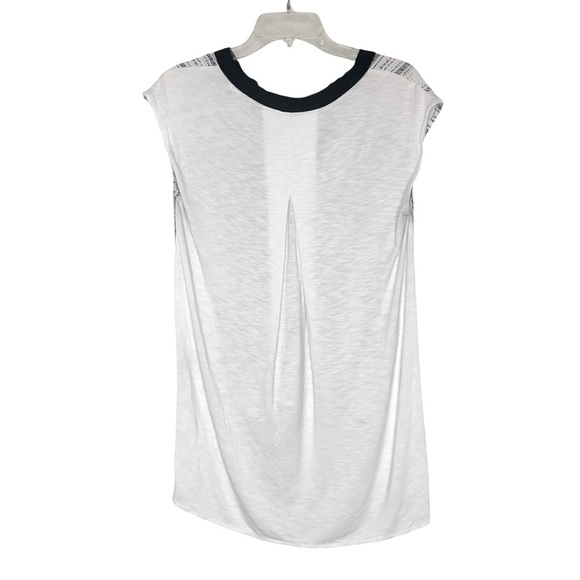 Postmark Anthropologie Top M Black White Notch V Neck Sleeveless Hi Lo Hem - Picture 4 of 9